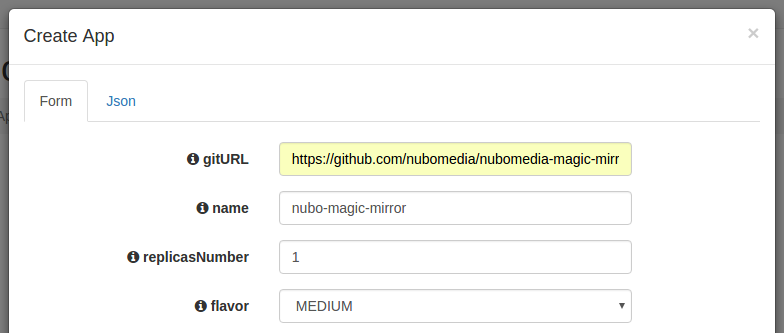 PaaS Manager Settings for Magic Mirror Tutorial