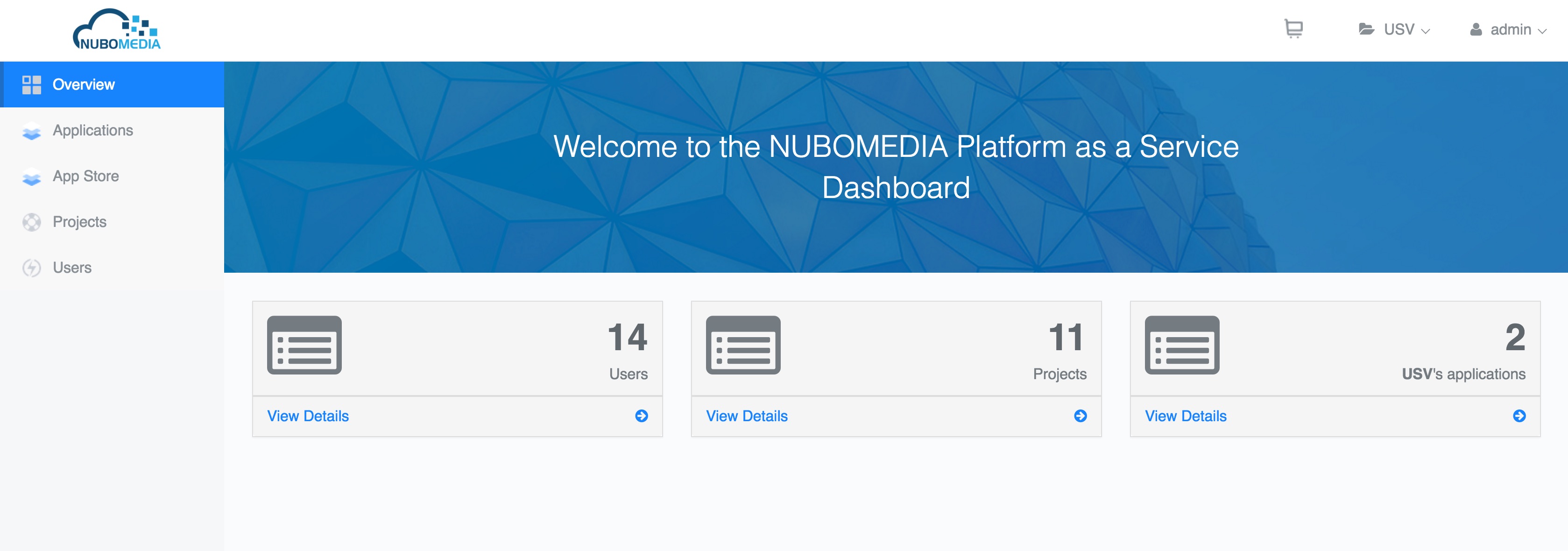 PaaS Manager Gui - Start View